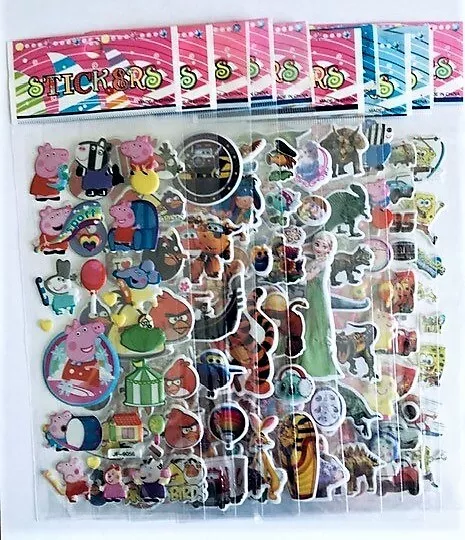 Pack of 5 or 10 Mixed 3D Puffy Stickers for Kids Reward Scrapbook Craft Sheets