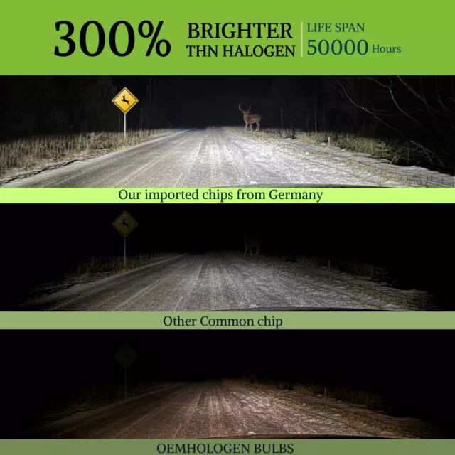 LED Headlight Bulbs 9005 H11 High Low Beam Super White Bright 6000K 200000LM 3