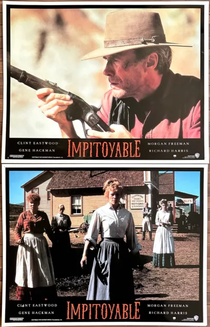 Jeu de 2 photos IMPITOYABLE Lobby Cards Clint Eastwood / Gene Hackman UNFORGIVEN