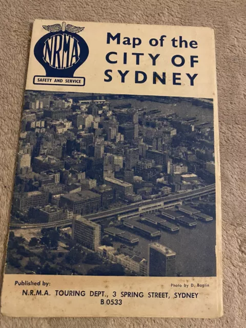 VINTAGE (50s/60s?) NRMA MAP OF THE CITY OF SYDNEY foldout