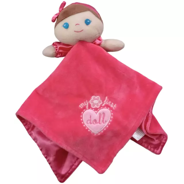 Baby Starters Girl My First Doll Security Blanket Lovey Rattle Satin Soother