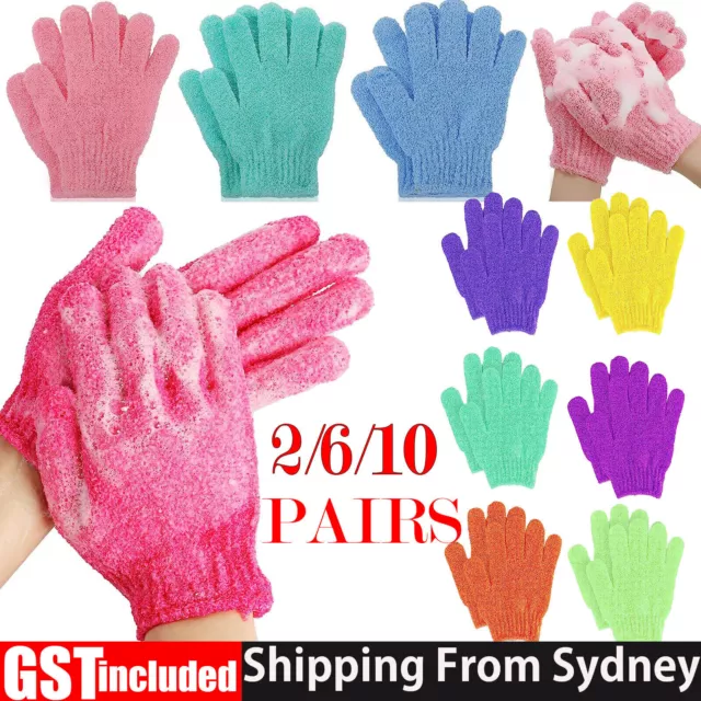 2/6/10pairs Exfoliating Gloves Bath Shower Massage Spa Body Hand Scrub Mitt Towe