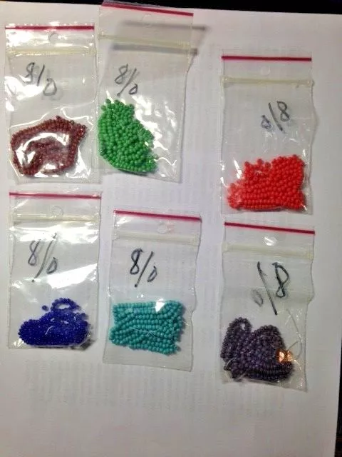 Lot of 6 different colors of small bags of Craft Jewelry Making  small Beads