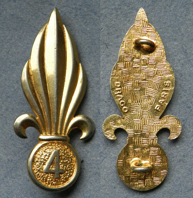 1° REI Flamme INSIGNE BÉRET LÉGION ÉTRANGÈRE ORIGINAL Courtois AFN GUERRE ALGERI 
