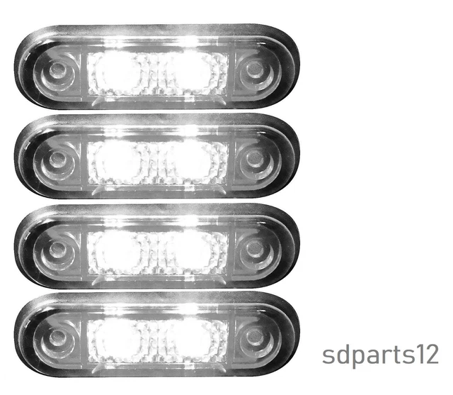 Suuonee LED Luce di posizione laterale, 4X 2 LED Auto Auto Rimorchio per camion Luce di posizione laterale per roulotte 12V 24V(bianca