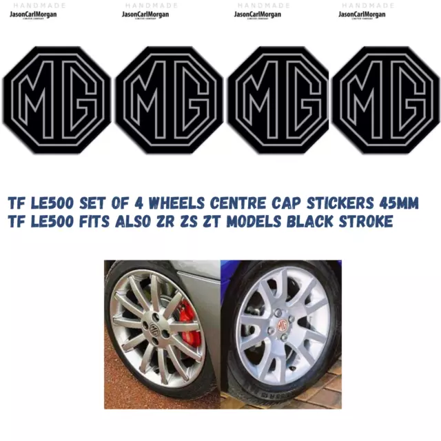 MG TF Alloy Wheel Centre Cap Set of 4 Badges 45mm Logo Inserts Black StrokeMG