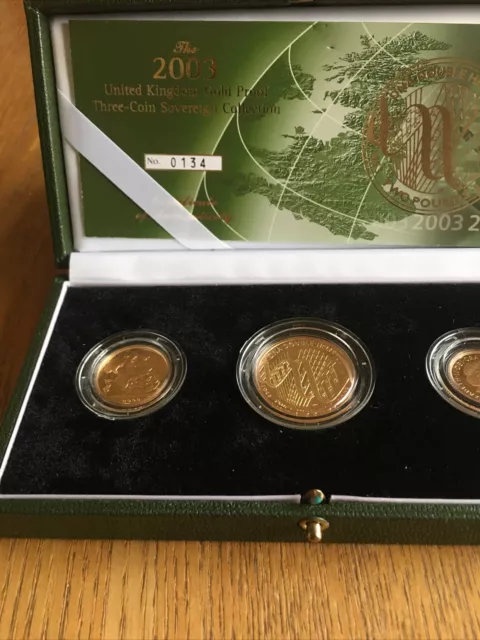 2003 Gold Proof, Three Coin Sovereign Set Double / Single / Half 2