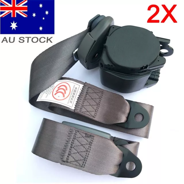 2X For AU Ford 3-Points Universal Safety Seat Belt Seatbelt Strap Retractor Grey