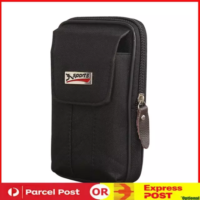 MEN CANVAS MOBILE Phone Bags Double-layer Zipper Fanny Pack (Black) $13 ...