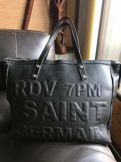 Sac cabas noir en cuir cheap