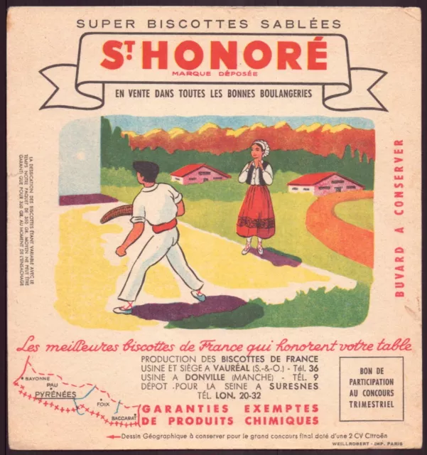 Buvard  Super biscottes sablées " St-Honoré " ( pliures, rousseurs )