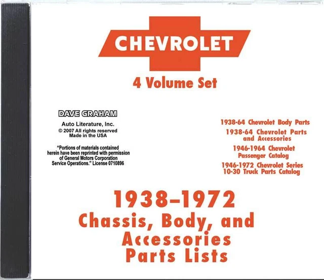 1938-72 GM Chassis Body And accessories parts List - CD Rom