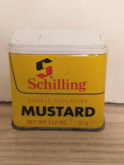 Vintage Schilling Double Superfine Mustard 1.12 Oz 31g McCormick & Co. Spice Tin