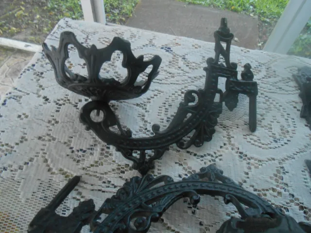 Pair VTG Cast Iron Swivel Wall Sconces  Candle or Plant Holders Black  10" x 10" 2