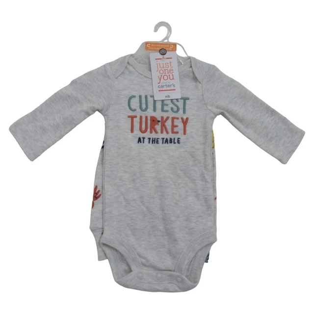 2 PC Carter's Baby Boy Size NB 'Cutest Turkey' Thanksgiving Bodysuit & Pants Set