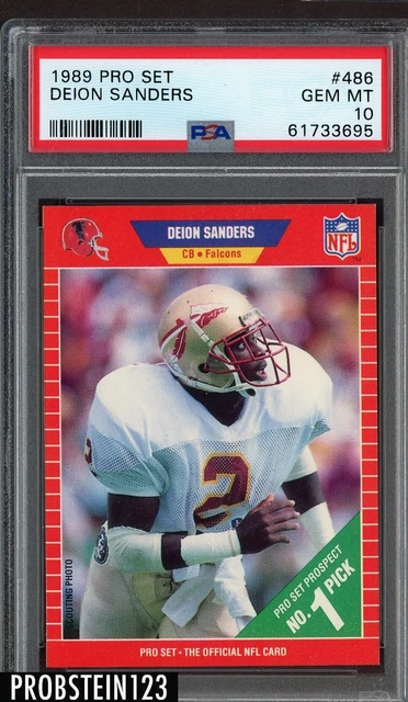 1989 Pro Set Football #486 Deion Sanders Falcons RC Rookie HOF PSA 10 GEM MINT