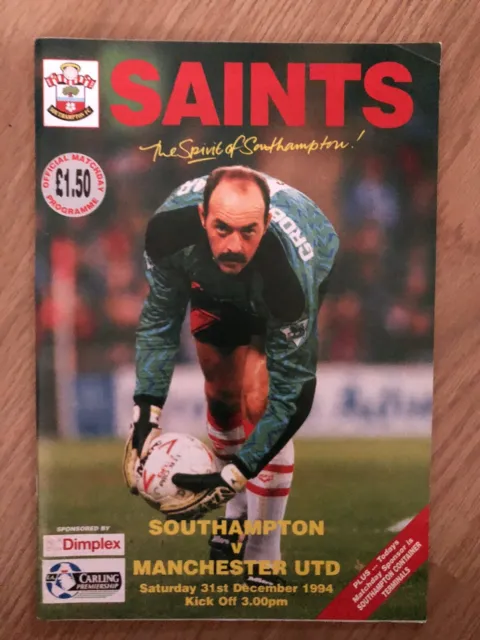 Southampton Vs Manchester United Match Programme 1994-95 League Season