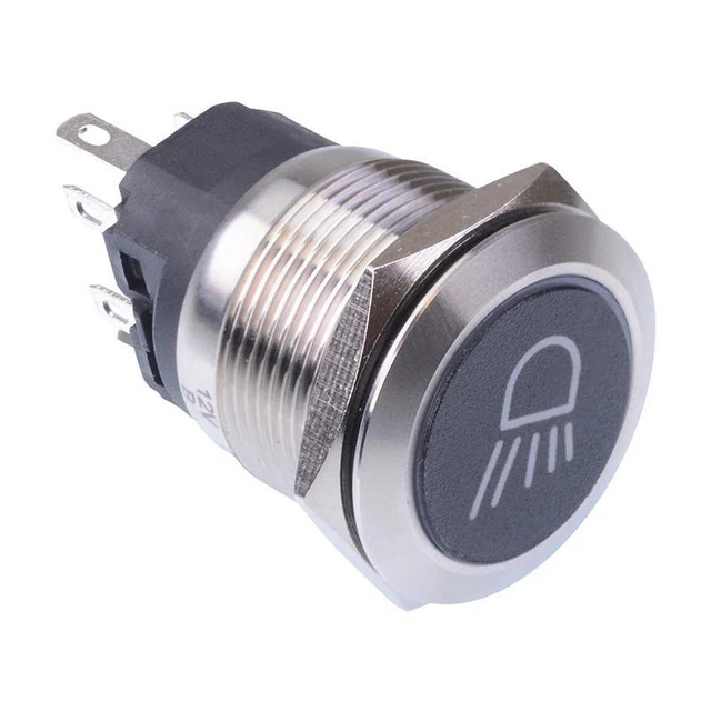 Interrupteur à bouton-poussoir 22mm 12V-24V, étanche, à verrouillage