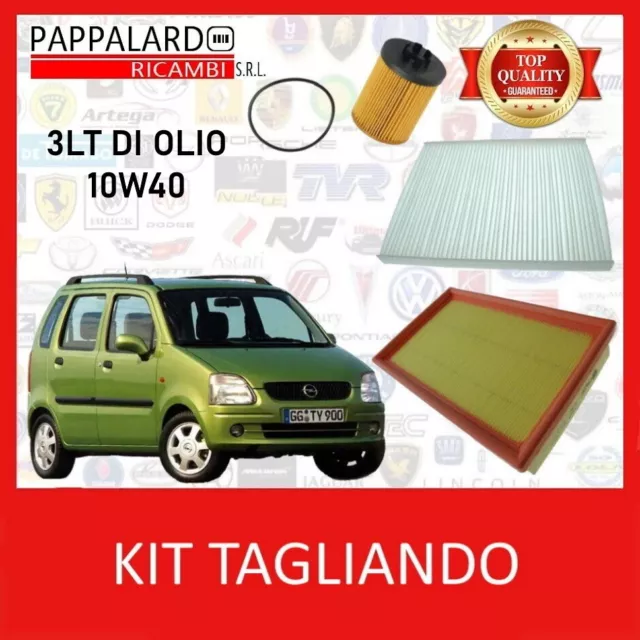 Kit Tagliando Filtri + 3 Lt Olio  10W40 Per Opel Agila 1.0 - 1.2 Benzina