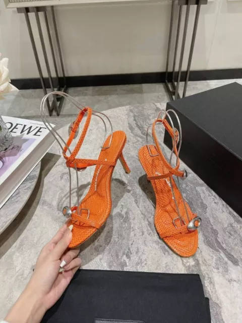 Alexander Wang Dome Strappy Heeled Sandals with Buckle Orange