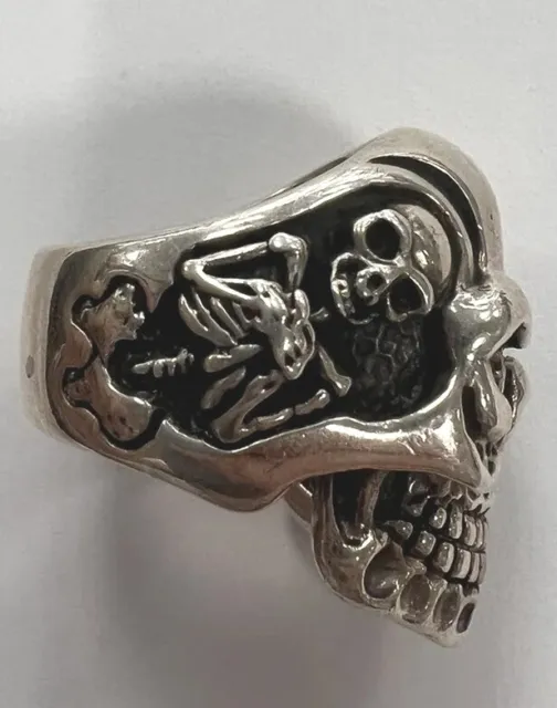 Beautiful Sterling Silver 925 Custom Skull Skeleton Ring Size 11.5