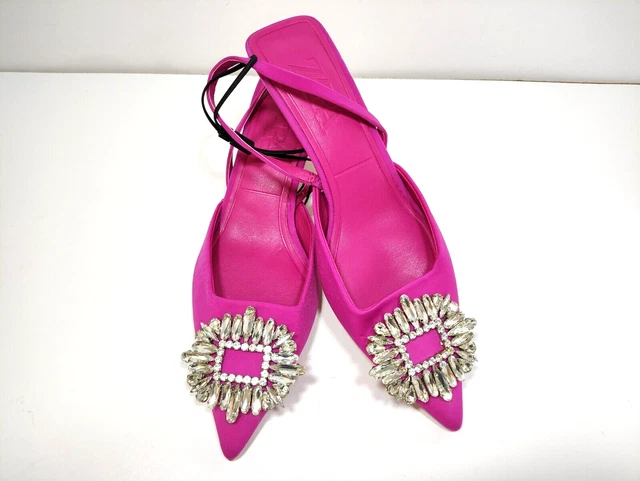 SCARPE ZARA ROSA fucsia slingback tacco a gattino taglia 3 36 impreziosite blogger EUR 36 24 PicClick IT