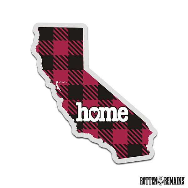 California State Buffalo Plaid Decal CA Checkered Home Map Vinyl Sticker e7m
