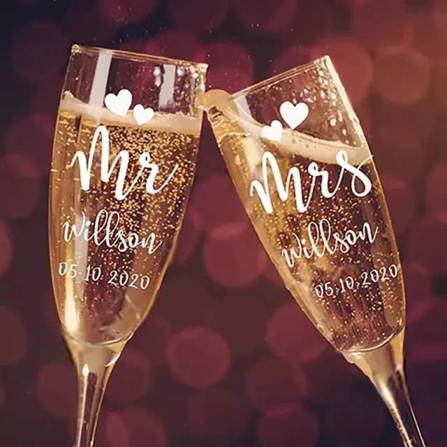 Personalised Couples' set of Champagne Fluts Mr & Mrs Wedding Gifts for Couple