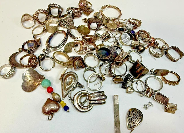 STERLING SILVER SCRAP Lot Repair Restore 925 Jewelry Parts Rings