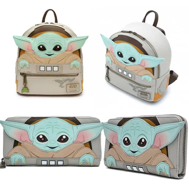 Star Wars The Mandalorian Baby Yoda Faux PU Leather Mini Backpack Purse RuckSack