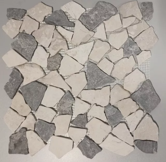 Mosaïque Marbre Pierre Naturelle Beige Gris Fracture 44-0108 10 Mosaikplatten