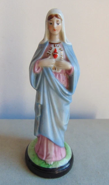 Statue / Support De Chapelet De La Vierge Marie En Résine - Environ 9x12 Cm - Décoration Religieuse Pour étagère, Cheminée, Baptême, Noël