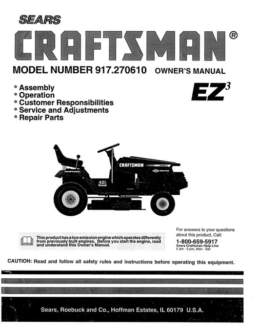 Craftsman kohler pro 16.5 ohv owners manual discount
