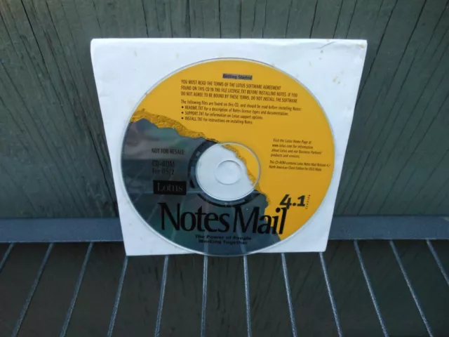 Lotus Notes Mail 4.1 for OS/2 CD-ROM NOT FOR RESALE RARE 1996 DEMO DISK 12D