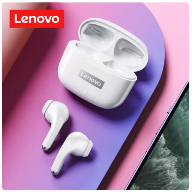 Ecouteurs bluetooth Lenovo LP40 pro tactiles ear pods sport film appels blanc