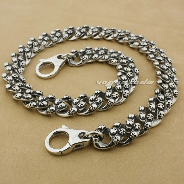 Catena Vita Teschio 316L Acciaio Inox Uomo Biker Catena Portafoglio Gotica 5Q012WCB