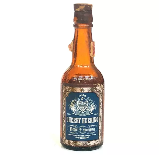 Vintage Cherry Heering Liqueur Miniature Liquor Bottle Copenhagen Denmark Empty