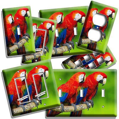 Colorful Tropical Macaw Birds Tree Branch Light Switch Outlet Wall Plates Decor