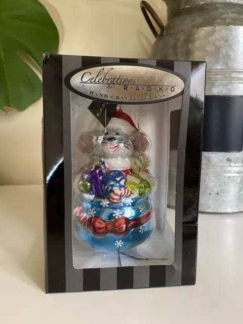 Christopher Radko Celebrations Glass Christmas Ornament Santa's Helper Mouse Box