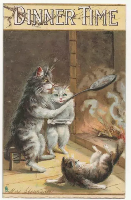 Postcard Raphael Tuck Humorous Cats 122 Dinner Time Boulanger