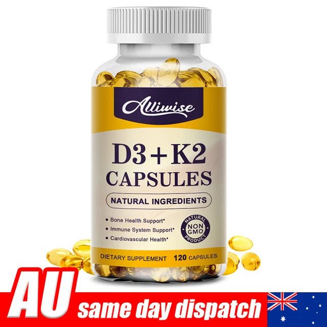 VITAMIN K2 (MK7) with D3 Softgels, with 5000 IU Supplement, Immune Bone