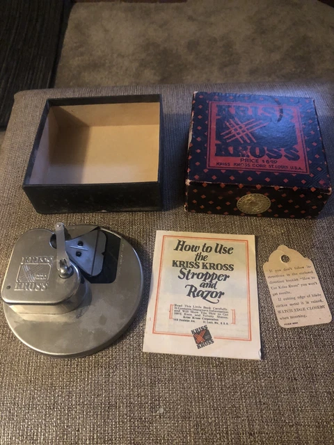ANTIQUE 1920S KRISS Kross Stropper Razor Blade Sharpener w/ Box £29.65 ...
