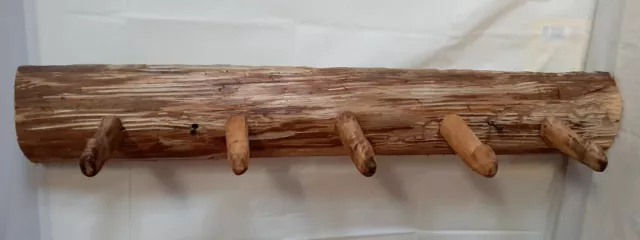 Live Edge Cedar Log 5-Peg Coat/Hat Rack Hanger Farmhouse Man Cave Decor 32"