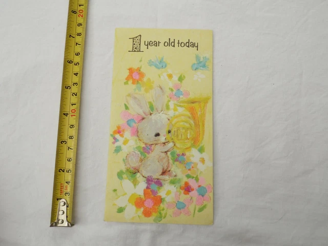 USED vintage 1960s 1st BIRTHDAY greeting card scrapbook