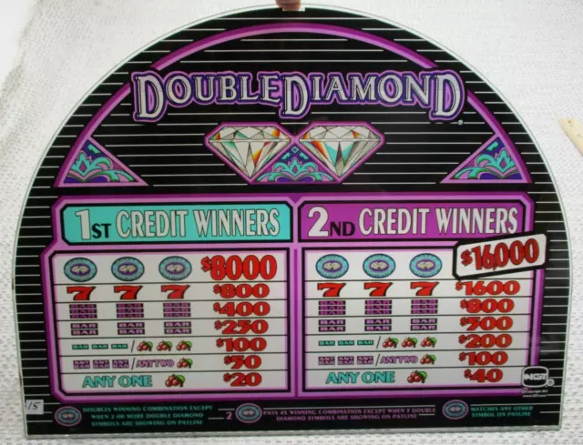 Authentic IGT DOUBLE DIAMOND Casino Slot Machine Round Top Glass 19.5x14.75 inch