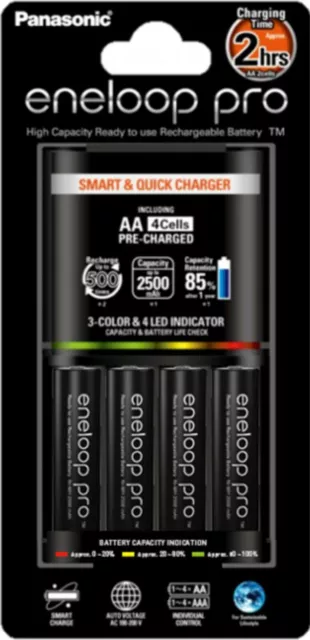 Chargeur rapide de batterie Panasonic eneloop BQ CC55 + 4x eneloop pro AA 2...