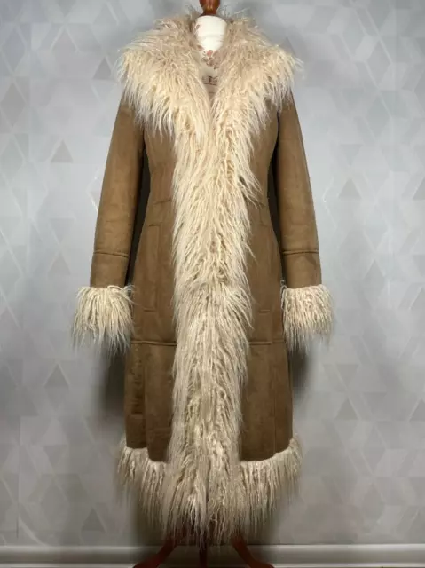 70s suede coat online with fur trim