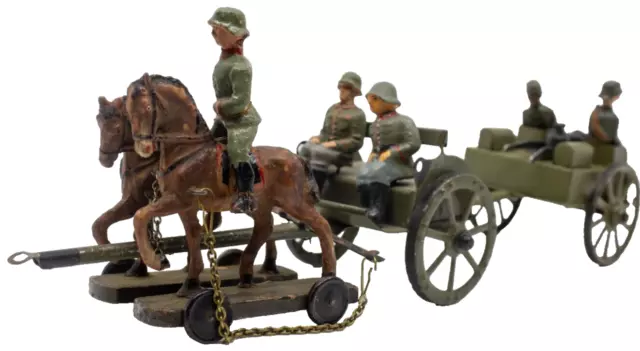 Vintage Elastolin/Hausser WWI Horse Drawn MG08 Caisson w/ Soldiers 3