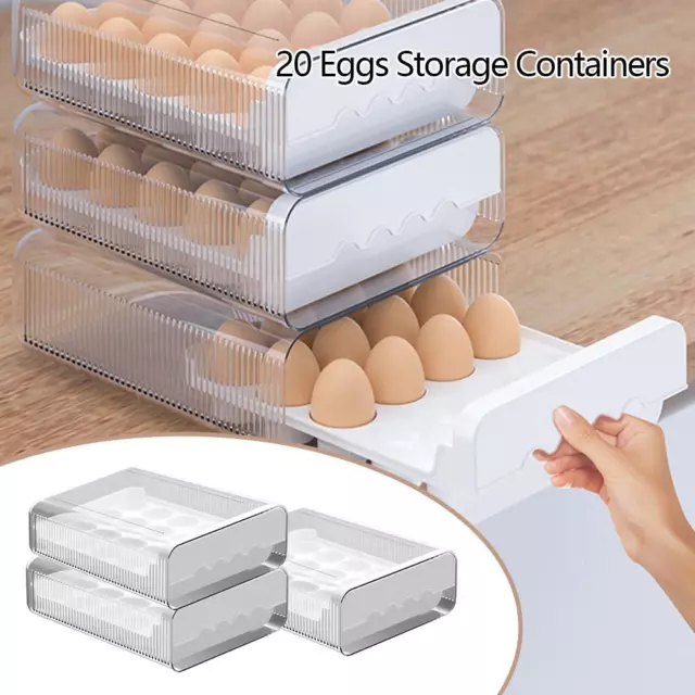 Egg Container 20 Grid Egg Holder Egg Tray Fresh Storage Box for Pantry Cabi W3K3