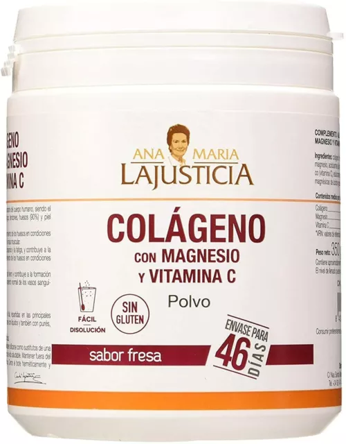 Ana Maria Lajusticia Colágeno con magnesio,Vit C,350 gr,para 46 dias,sabor fresa